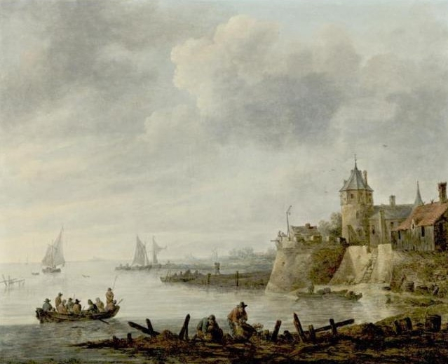 Jan van  Goyen River Scene with a Fortified Shore